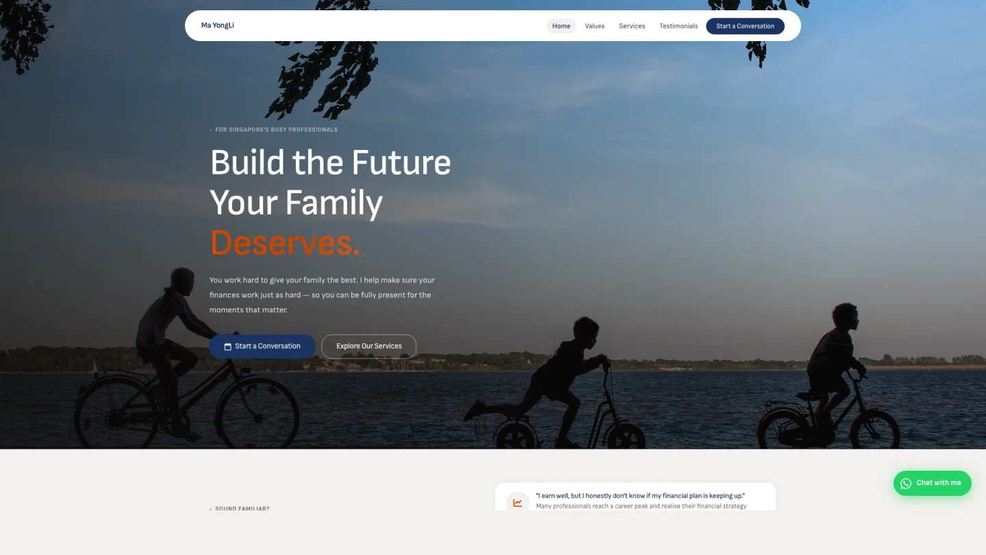 Ma Yong Li, Financial adviser, Finexis Advisory, site built in the Claude Code workshop