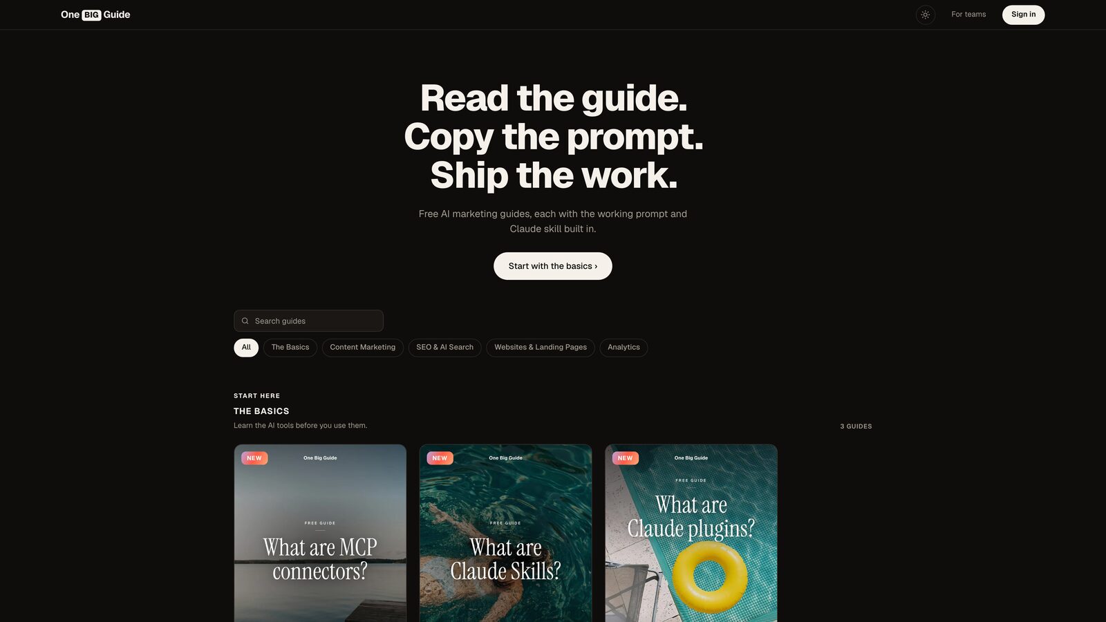 Screenshot of One Big Guide