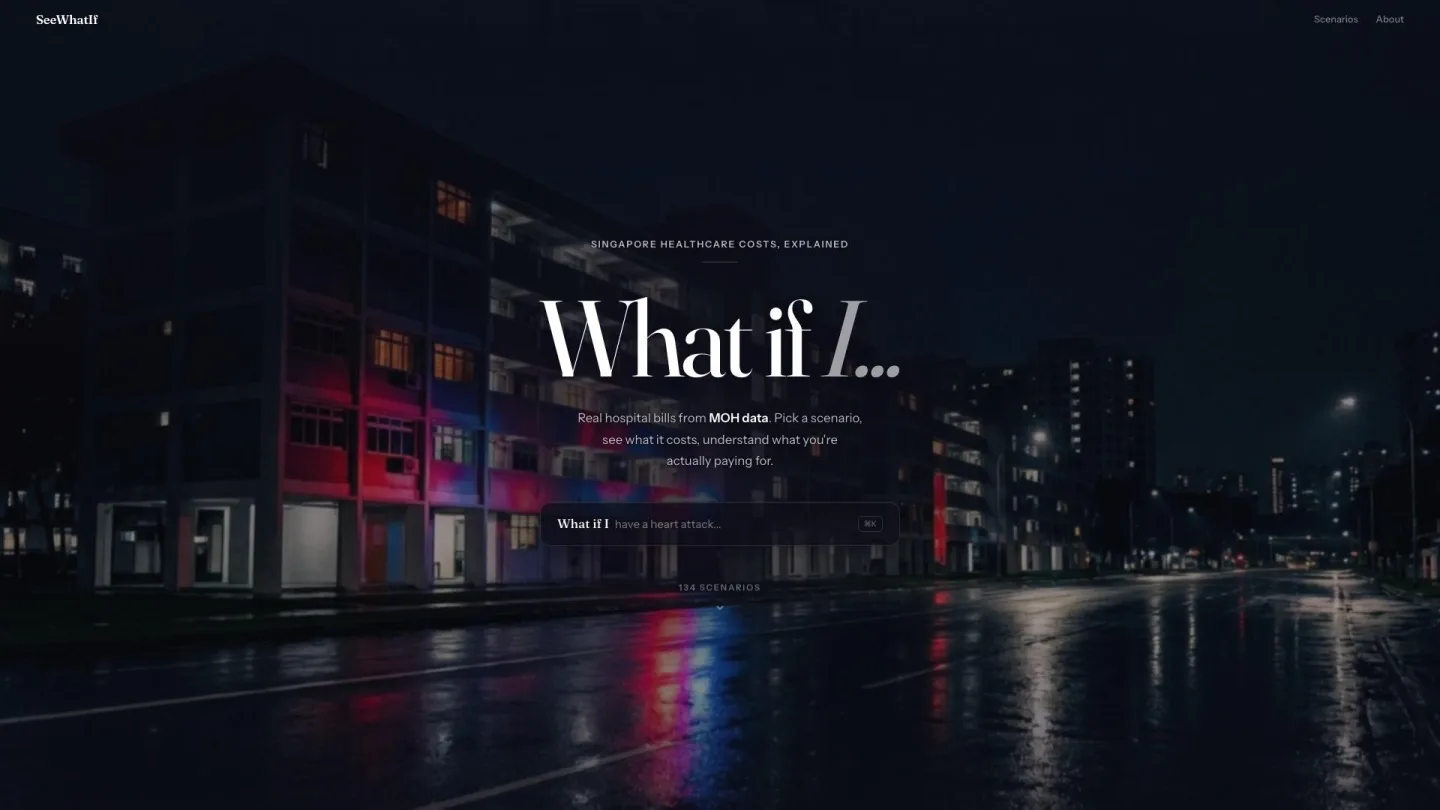 SeeWhatIf, a Singapore healthcare cost explorer built with Claude Code